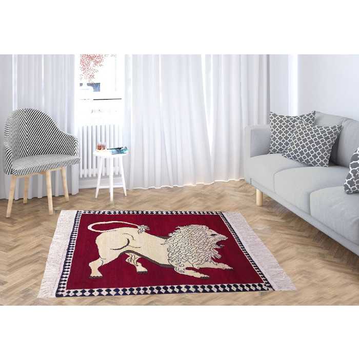 فرش دستبافت یک و دو دهم متری مدل شیر قشقایی کد 9589