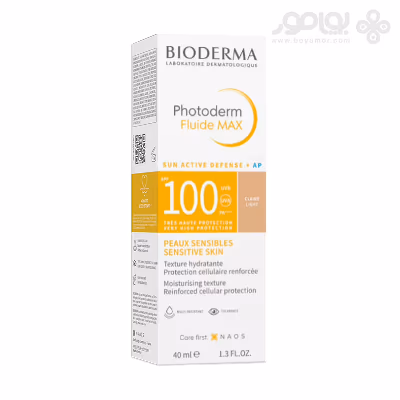فلوئید ضد آفتاب رنگی بایودرما SPF 100 رنگ روشن حجم 40 میل