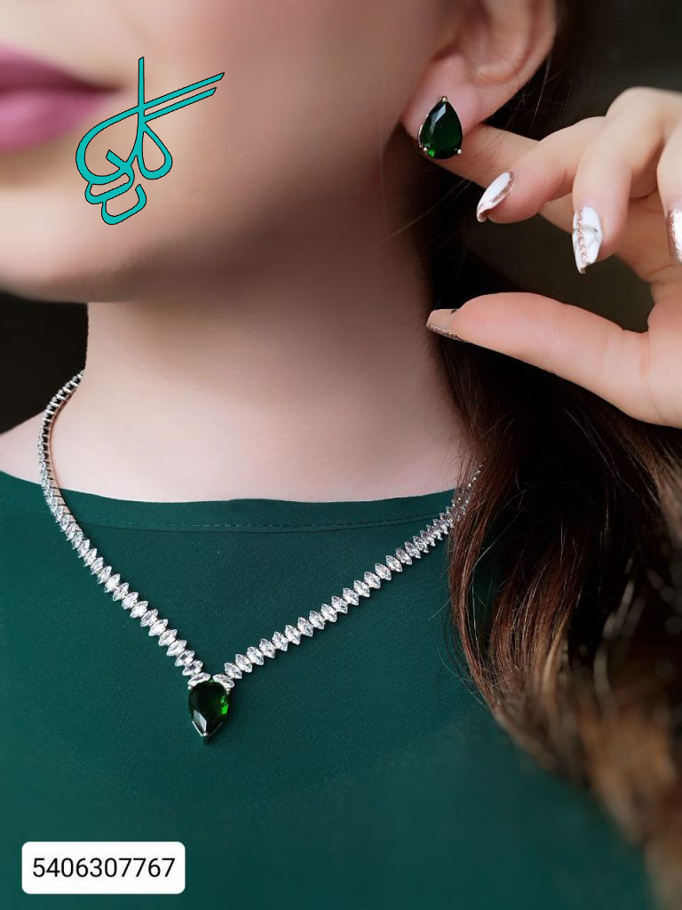 خرید نیم ست زنانه نگین دار جدید رنگ ثابت ضد حساسیت کیفیت عالی کد 1715310 - ردگل