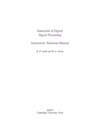 خرید و دانلود نسخه کامل کتاب [Soultion Manual] Essentials of Digital Signal Processing - Pdf