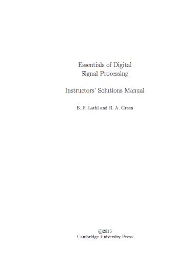 خرید و دانلود نسخه کامل کتاب [Soultion Manual] Essentials of Digital Signal Processing - Pdf