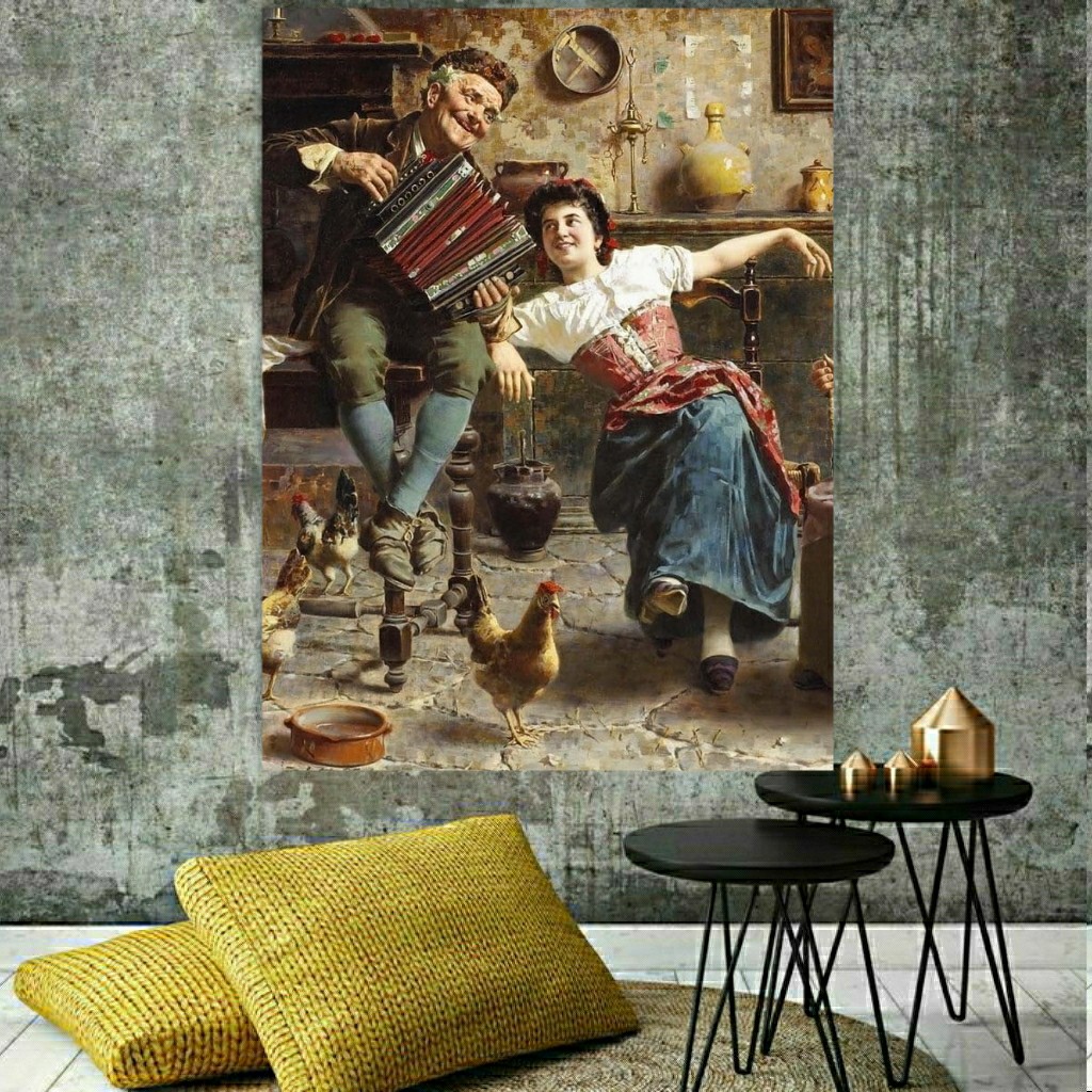 تابلو بوم طرح فرانسوی مدل عاشقانه پیرمرد کد SDB2455