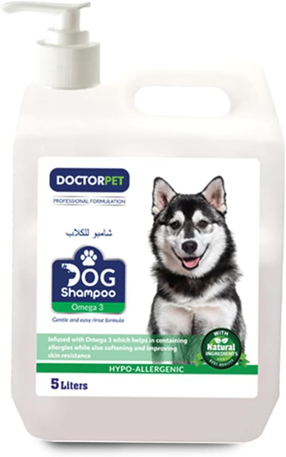 شامپو سگ 5 لیتری اومگا 3 مارک DOCTOR PET