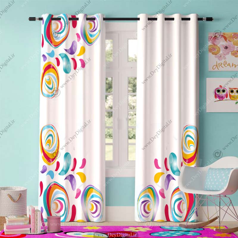 پرده پانچی گل فانتزی رنگارنگ PK-2874