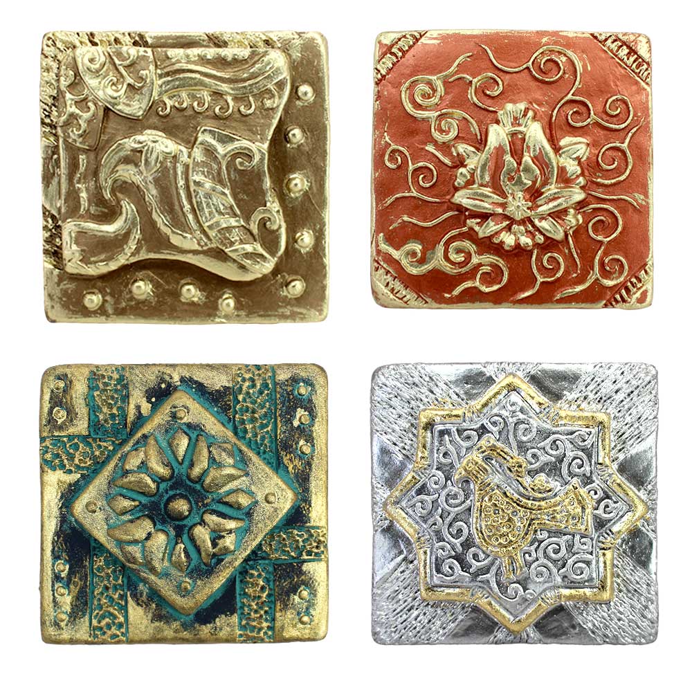 دیوارکوب سفالی مدل کاشی مجموعه 4 عددی