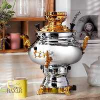 سماور گازسوز 5 لیتری عالی نسب مدل سیمینه نفیس طلائی