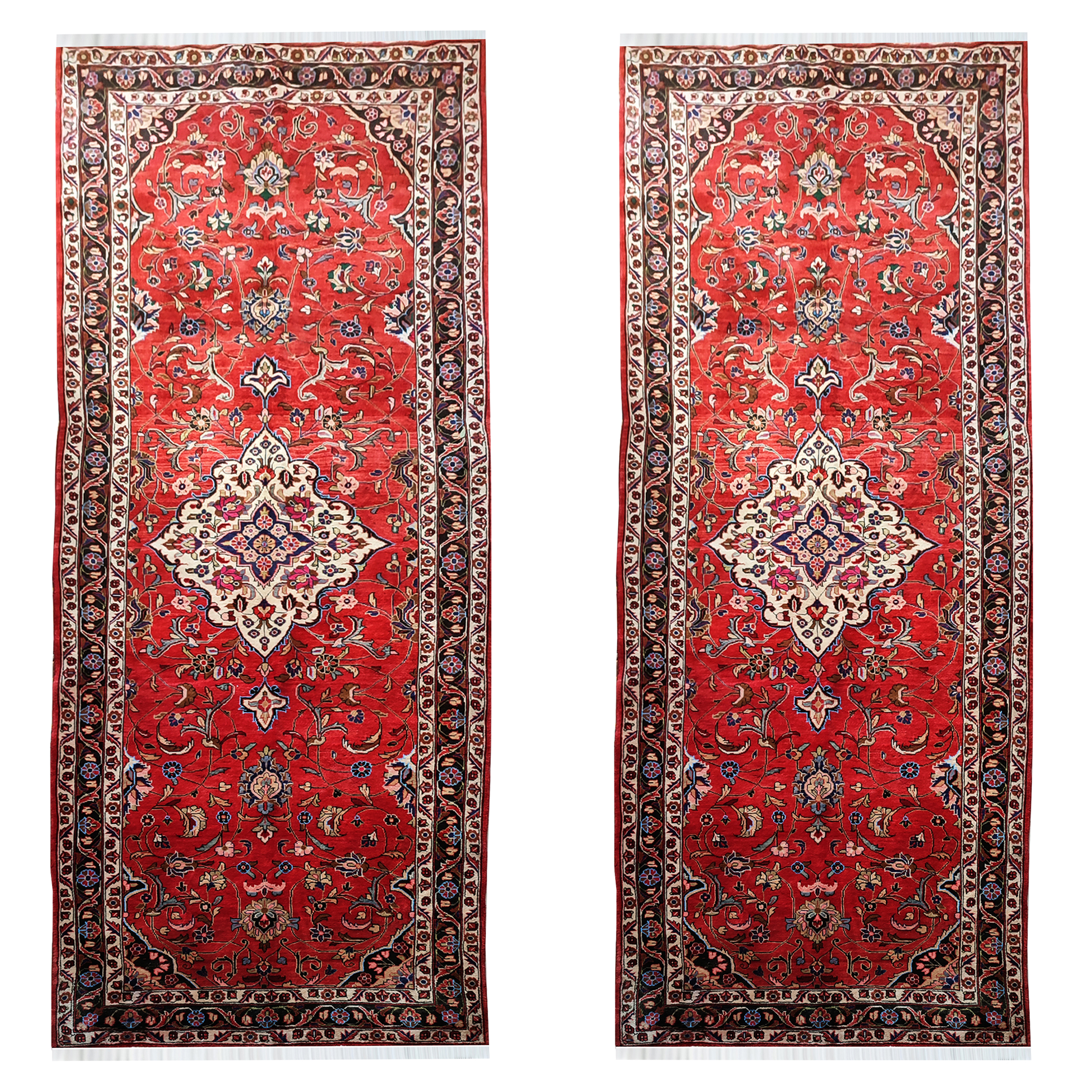 فرش قدیمی دستبافت کناره طول چهار متری مدل MG15 یک جفت