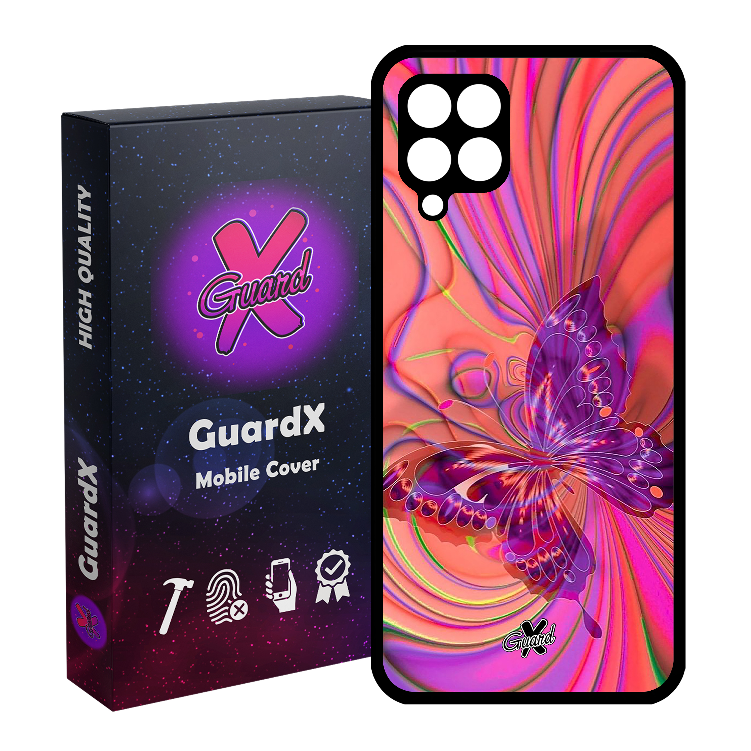 کاور گارد ایکس طرح پروانه مدل Glass10280 مناسب برای گوشی موبایل سامسونگ Galaxy A22 4G