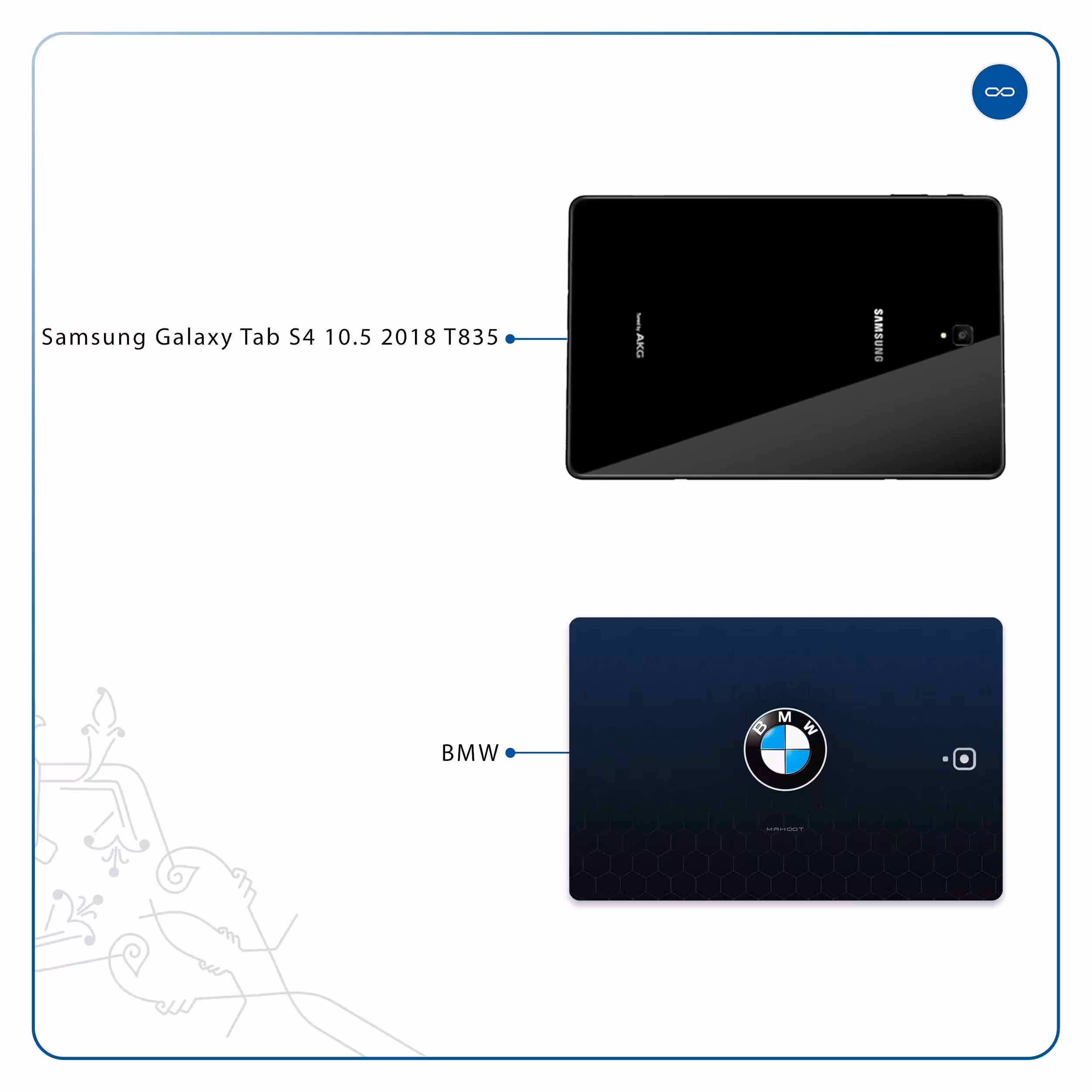 برچسب پوششی ماهوت مدل BMW مناسب برای تبلت سامسونگ Galaxy Tab S4 10.5 2018 T835
