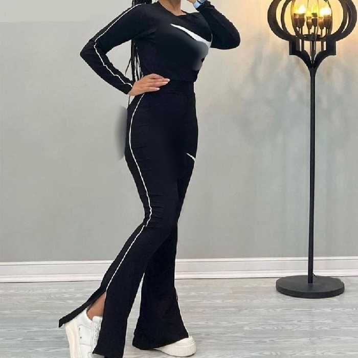 ست دخترانه و زنانه کراپ و شلوار نایک بغل نوار