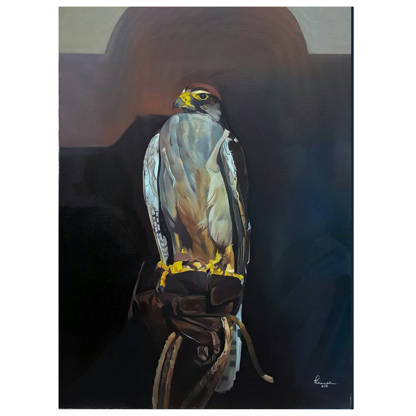 تابلو نقاشی رنگ روغن مدل شاهین شکاری