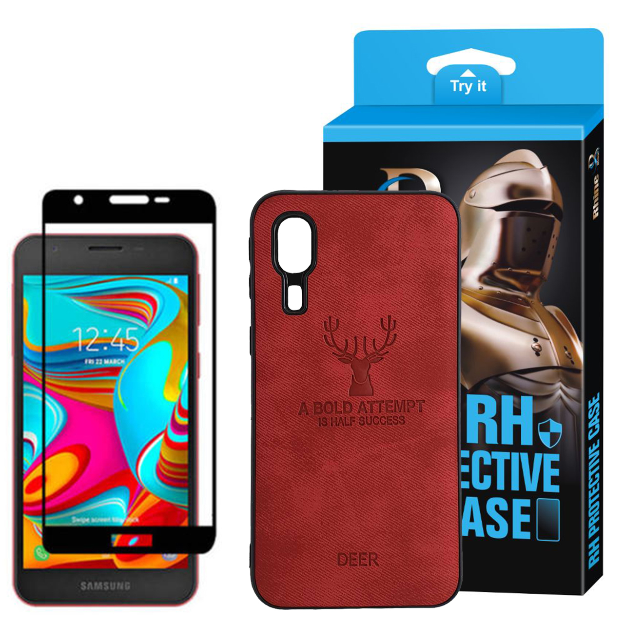 کاور راین مدل R9_DR مناسب برای گوشی موبایل سامسونگ Galaxy A2 Core به همراه محافظ صفحه نمایش