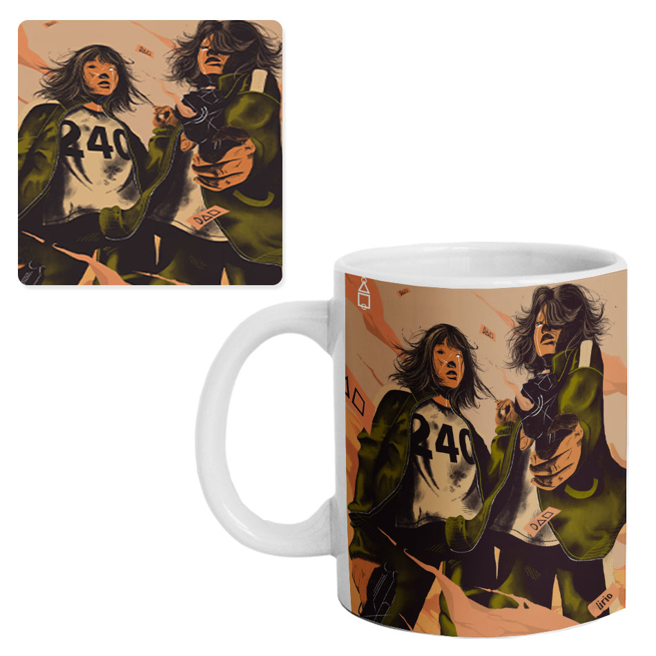 ماگ طرح Squid Game مدل M4050 به همراه زیرلیوانی