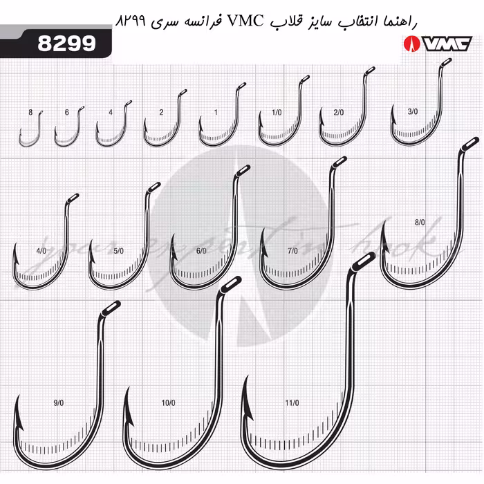 قلاب ماهیگیری وی ام سی کد 8299 سایز Ni 8 بسته 10 عددی