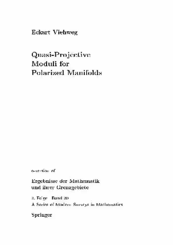 خرید و دانلود نسخه کامل کتاب Quasi-Projective Moduli for Polarized Manifolds