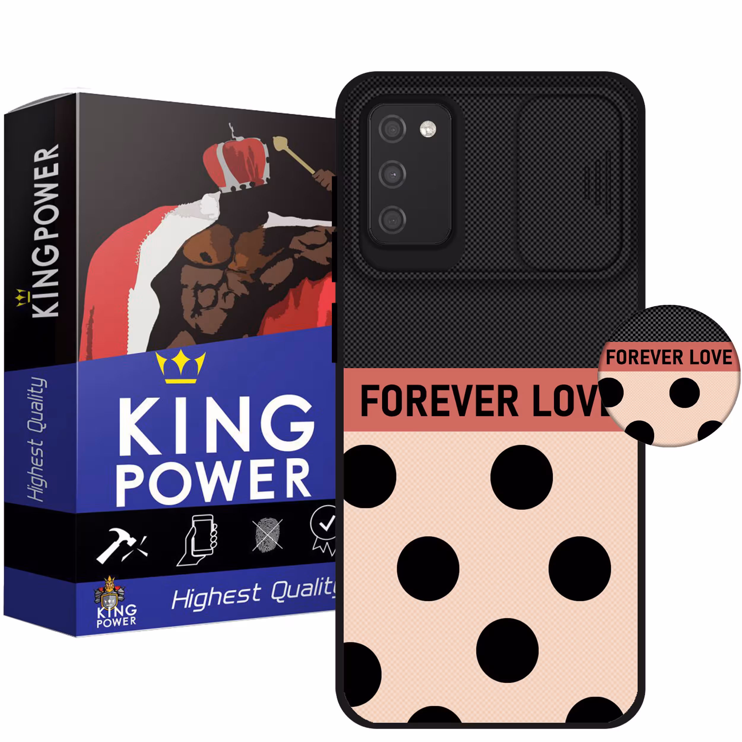 کاور کینگ پاور مدل FOREVER LOVE مناسب برای گوشی موبایل سامسونگ Galaxy A03s به همراه پایه نگهدارنده