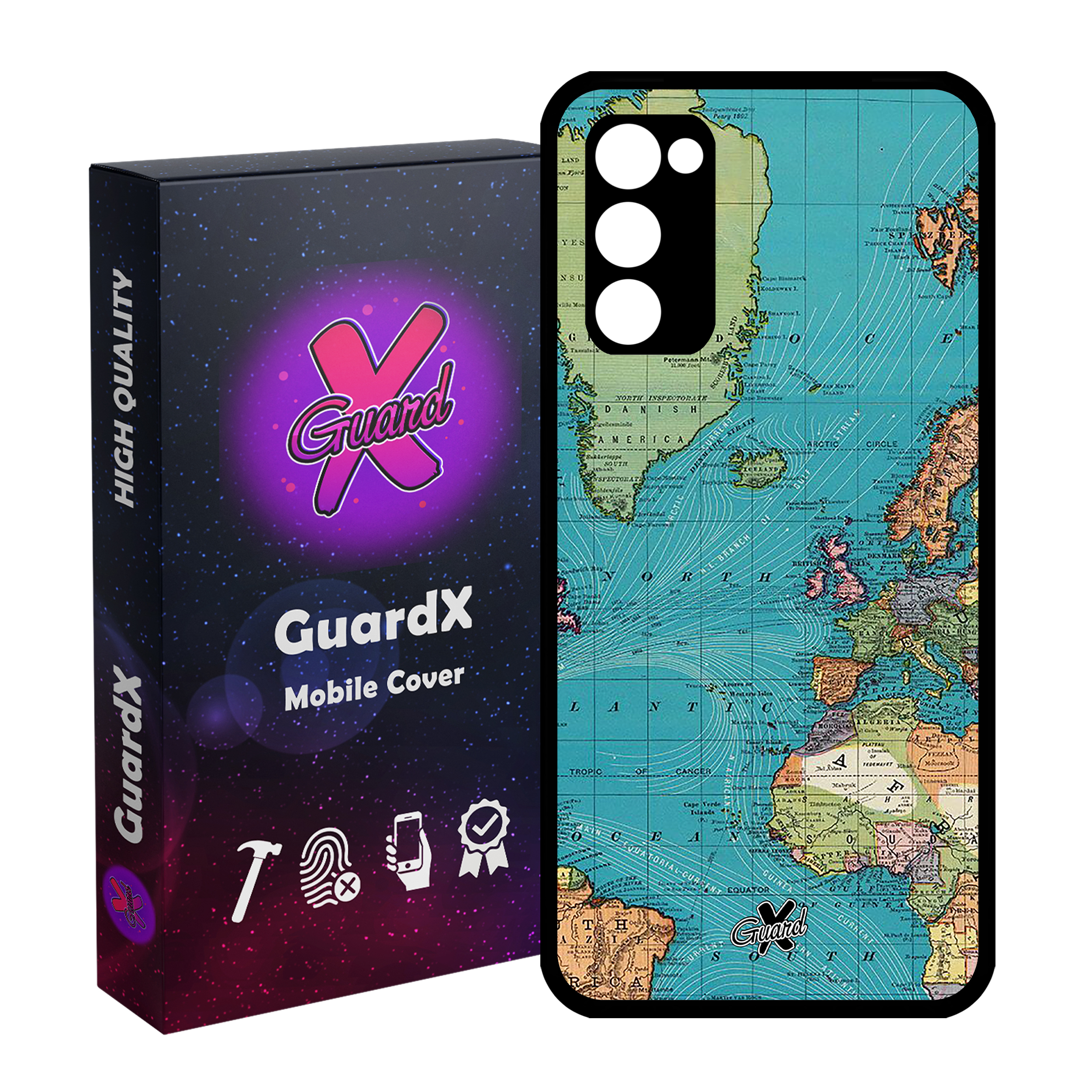 کاور گارد ایکس طرح نقشه مدل Glass10226 مناسب برای گوشی موبایل سامسونگ Galaxy S20 FE