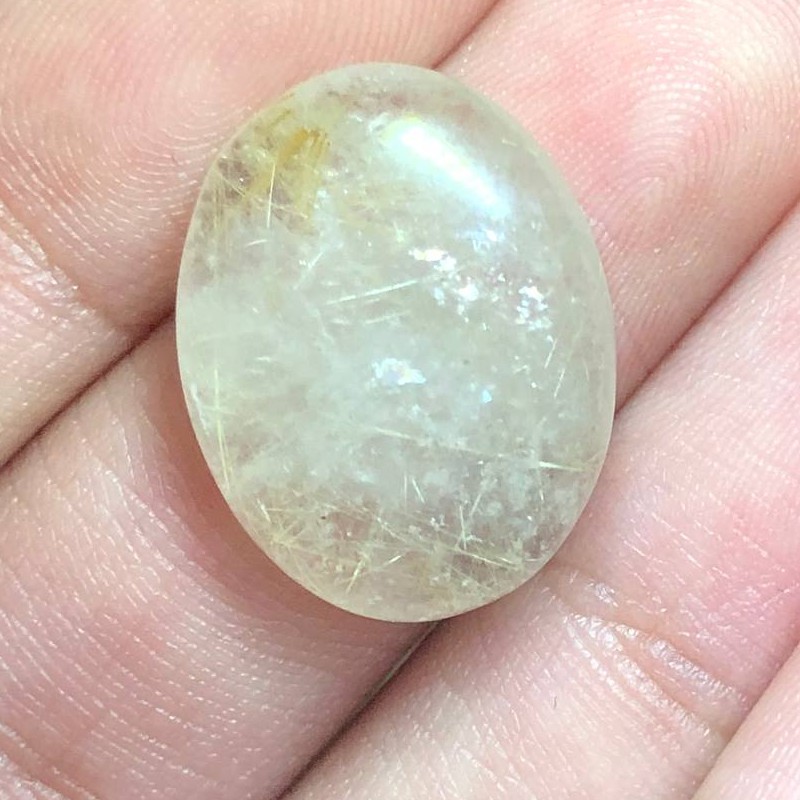 نگین رتایل کوارتز مویی طلایی بسیار زیبا با تراش بیضی کد 183