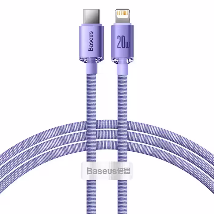 کابل تبدیل فست شارژ Baseus Crystal shine series CAJY00020 Type-C to Lightning PD 20W 1.2m