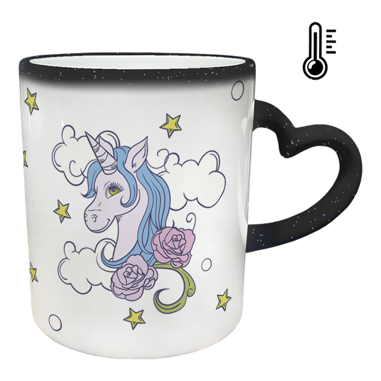 ماگ حرارتی مدل دسته قلبی اکلیلی طرح یونیکورن کد 41