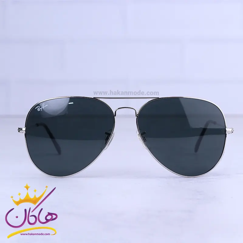 عینک آفتابی ری بن مردانه فریم خلبانی نقره ای 3026/24