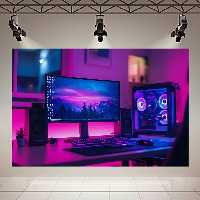 تابلو شاسی طرح سیستم گیمینگ مدل نئون بنفش کد PD30061 | دنیای قاب