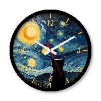 ساعت دیواری بزرگ راویتا طرح نقاشی سبک ون گوک – گربه کد 3554