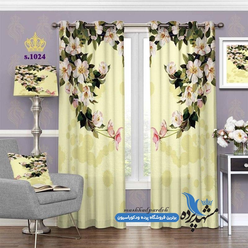 پرده پانچ گلدار طرح گل ختمی درختی کد s-1024