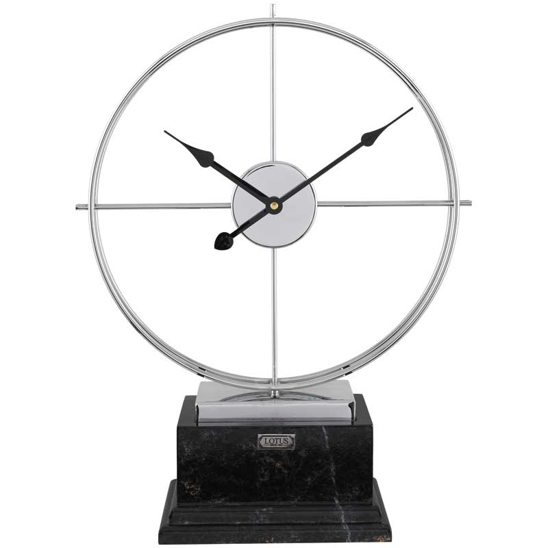 ساعت رومیزی فلزی لوتوس مدل EL MONTE کد TC-806 رنگ SILVER/BLACK