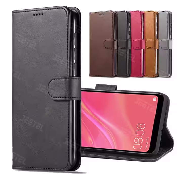 کیف چرمی Huawei P Smart 2018 مدل لپ تاپی جاکارتی دار
