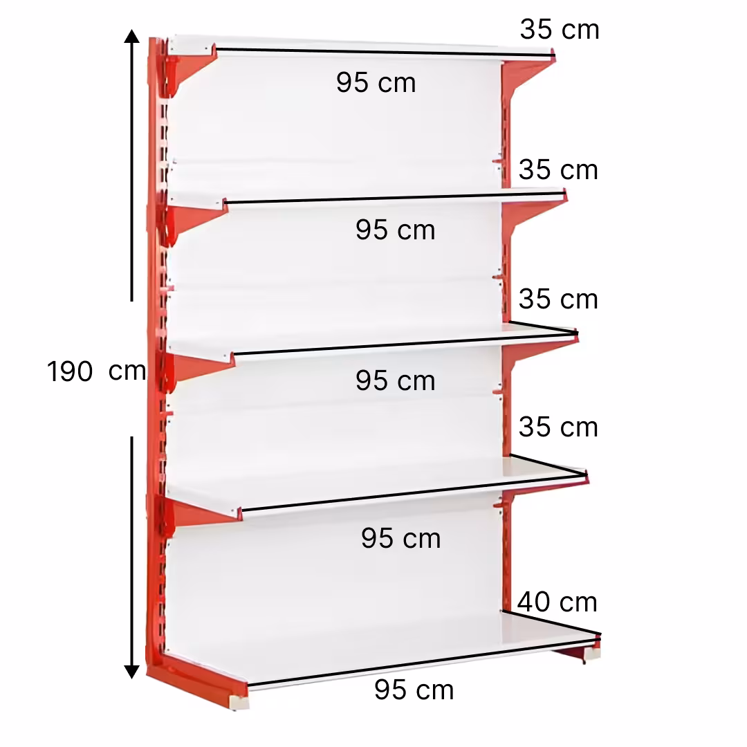 خرید و قیمت قفسه سوپری‌ خودایست 5 طبقه 95x35 ارتفاع 190 - قفسه‌بندی وکیلی