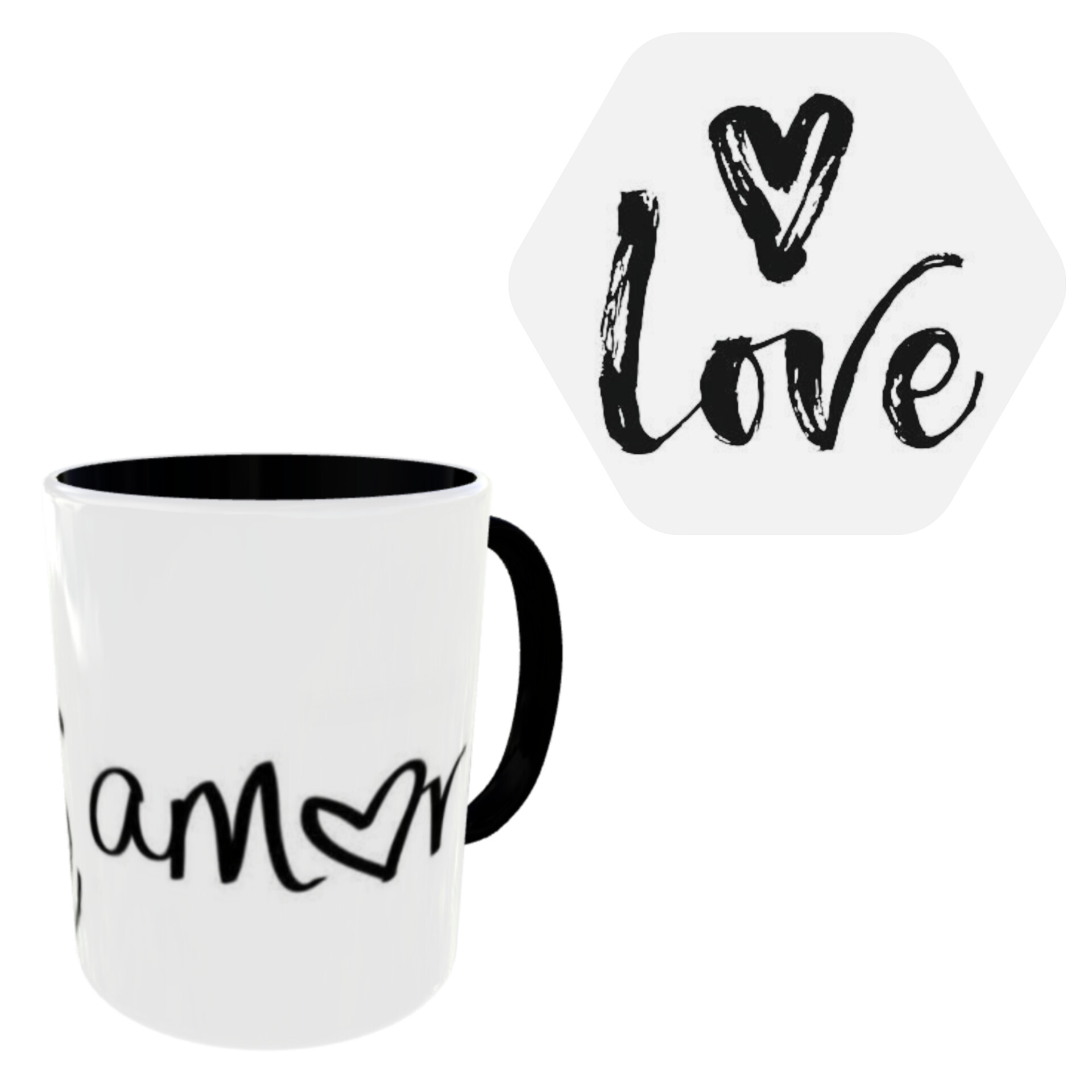 ماگ مدل عشق کد 201 به همراه زیر لیوانی