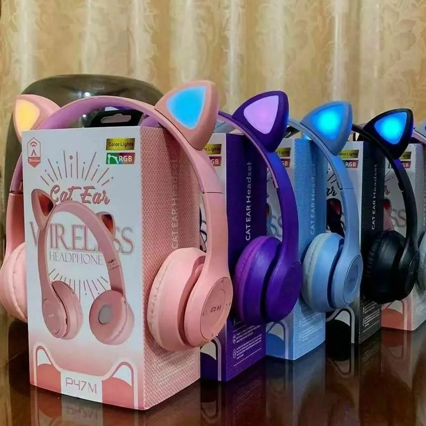 هدفون بی سیم گربه ای چراغ دار