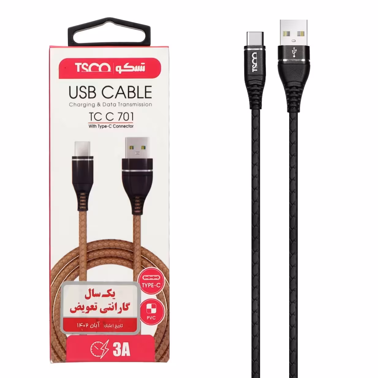 کابل شارژ فست تسکو Type-C مدل TCC 701 - مشکی کد3113