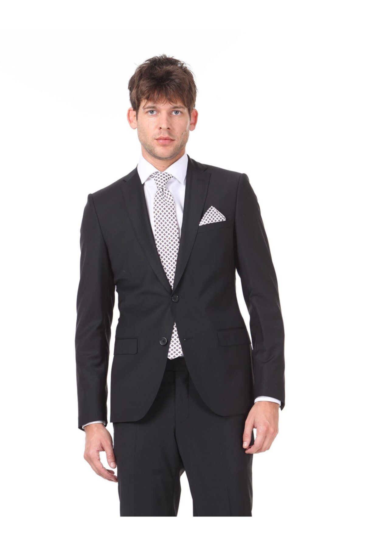 کت وشلوار مشکی مردانه سیاه فوق العاده باریک و مناسب تناسب مونو بدون رنگ یاکا 6 قطره بافته شده TKM 280 Kip