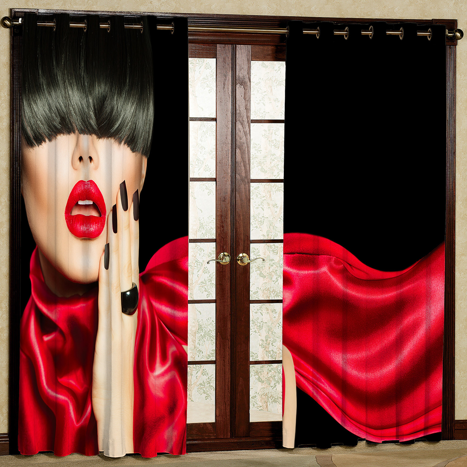 پرده مدل دختر مخمل پانچی کد 762 سایز 140x280 سانتی متر