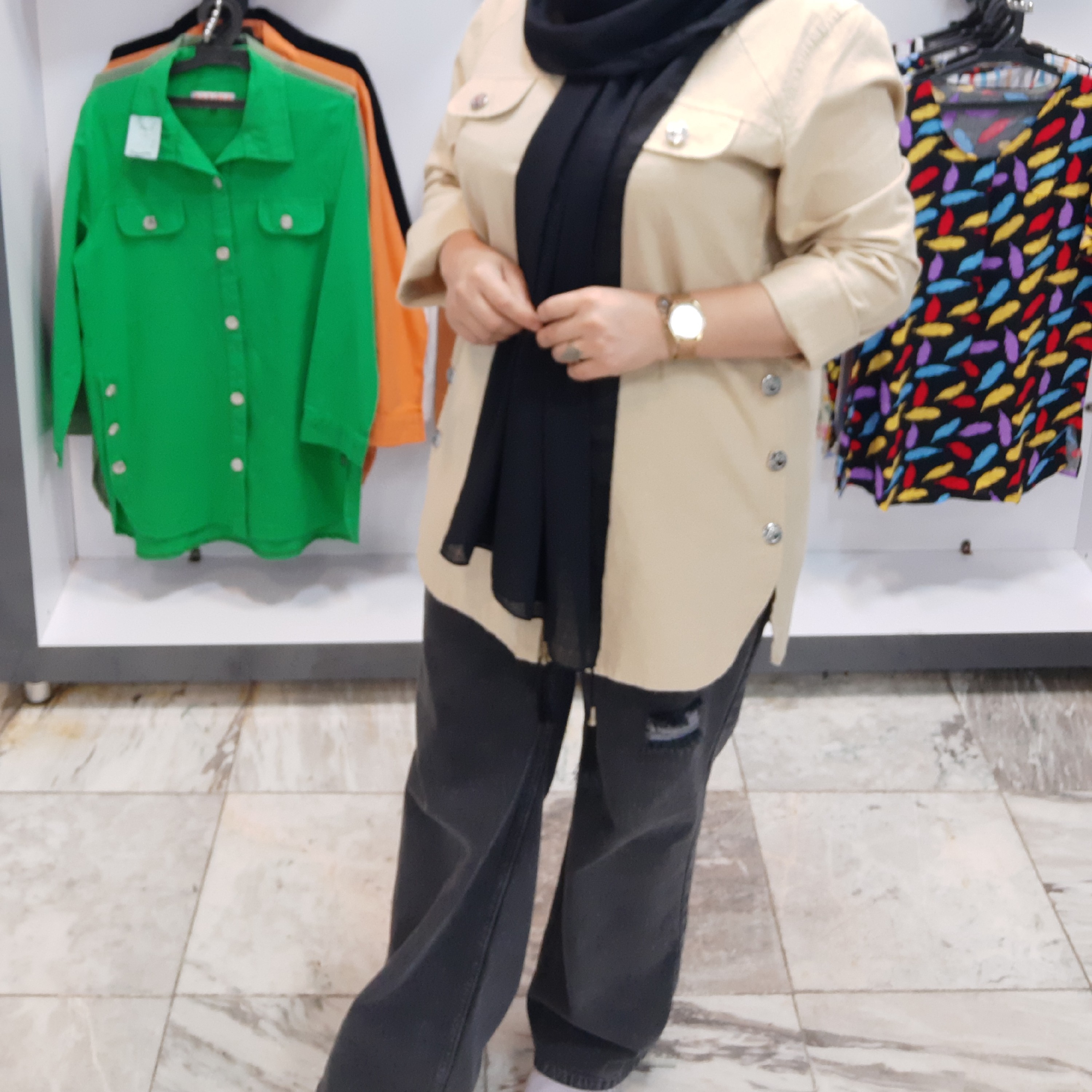 مانتو لینن بغل دکمه خور