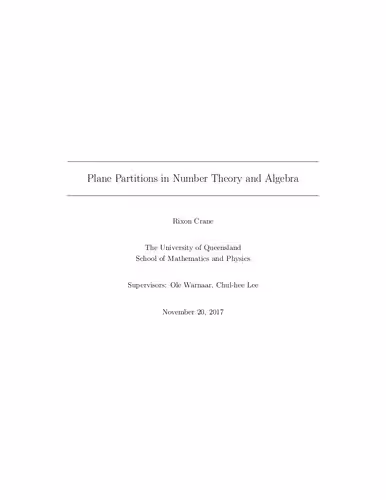 خرید و دانلود نسخه کامل کتاب Plane Partitions in Number Theory and Algebra