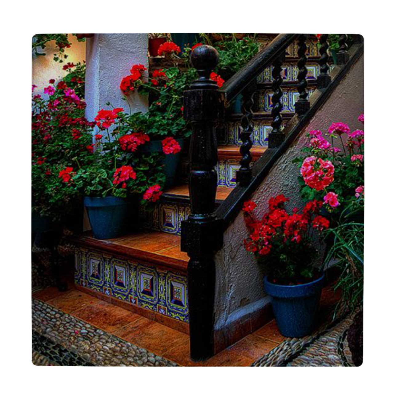 کاشی طرح راه پله و گلدان های گل کد wk1318