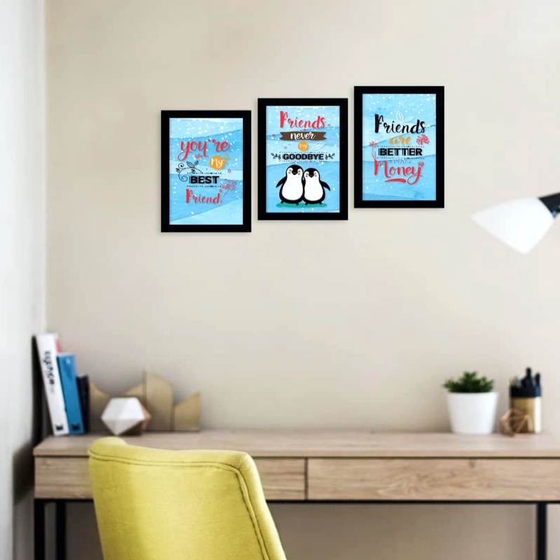 تابلو مدل دکوراتیو طرح جملات انگیزشی دوستان مجموعه 3 عددی