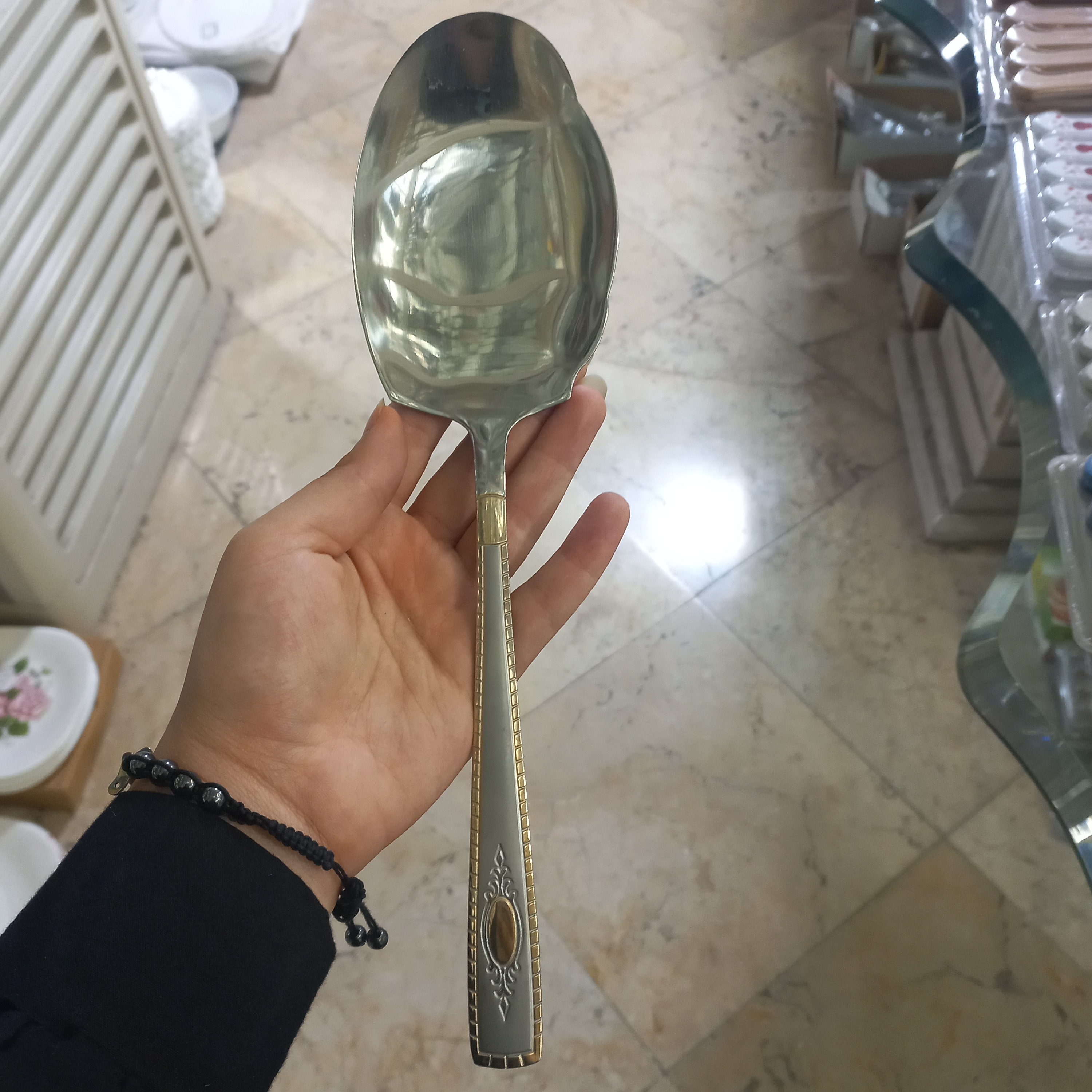 کفگیر استیل طلایی یونیک لایف