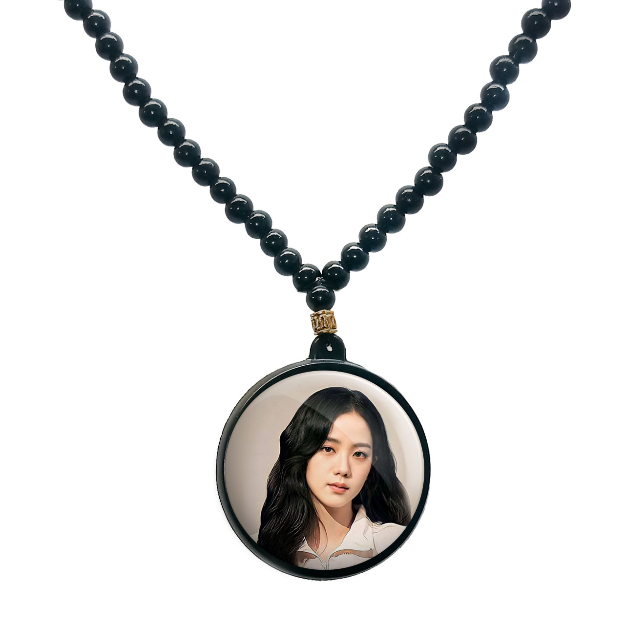 گردنبند پرمانه طرح بلک پینک کد pmd.17811 مدل دو طرفه