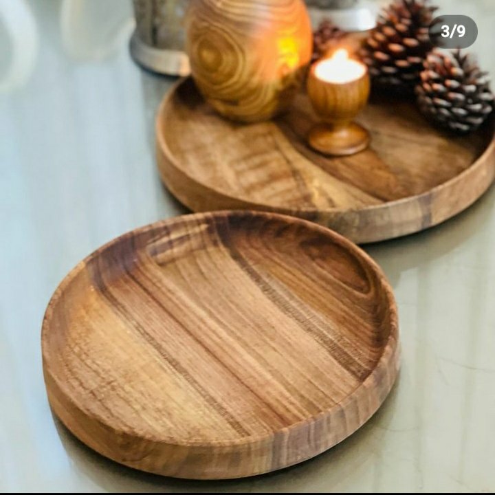 سینی چوبی پذیرایی گردو لبه دار از جنس چوب زیبای گردو