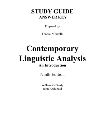 خرید و دانلود نسخه کامل کتاب Contemporary Linguistic Analysis: Study Guide Answer Key