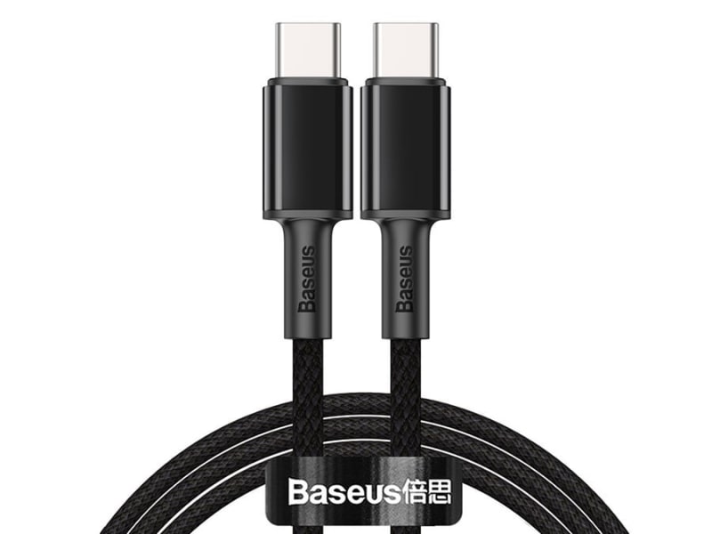 کابل شارژ و انتقال داده فست شارژ تایپ سی به تایپ سی بیسوس Baseus High Density Braided Type-C to Type-C Cable Fast Charging 100W 2m