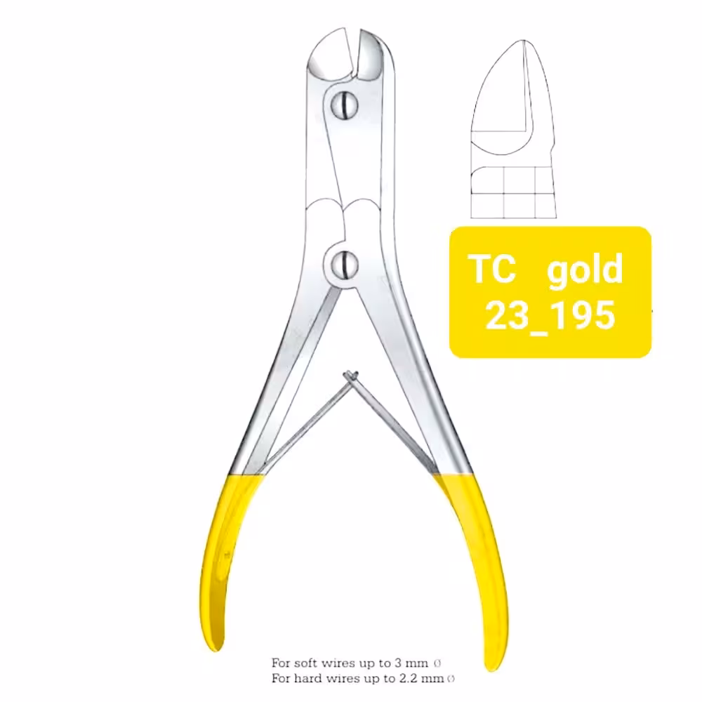 وایرکاتر،پین کاتر مستقیم جراحی ارتوپدی دبل اکشن TC gold برند راکول 22cm