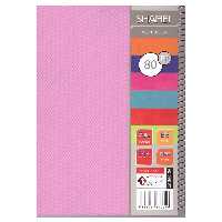 دفتر مشق 80 برگ سیمی طلقی تک فنر شفیعی طرح ساده کد 136 (صورتی )