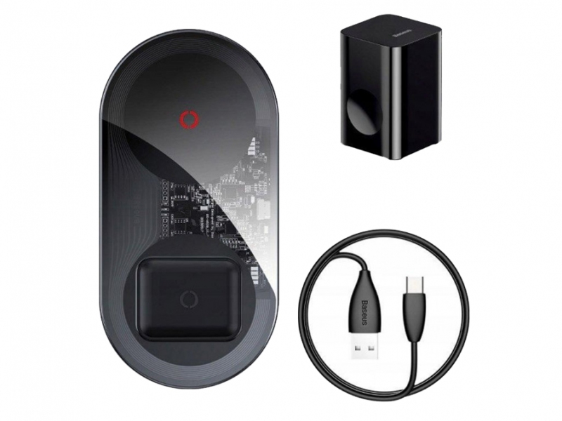 شارژر وایرلس 2 تایی گوشی و ایرپاد 2 بیسوس Baseus Simple BS-W508 2 in 1 Wireless Charger Turbo Edition 20W