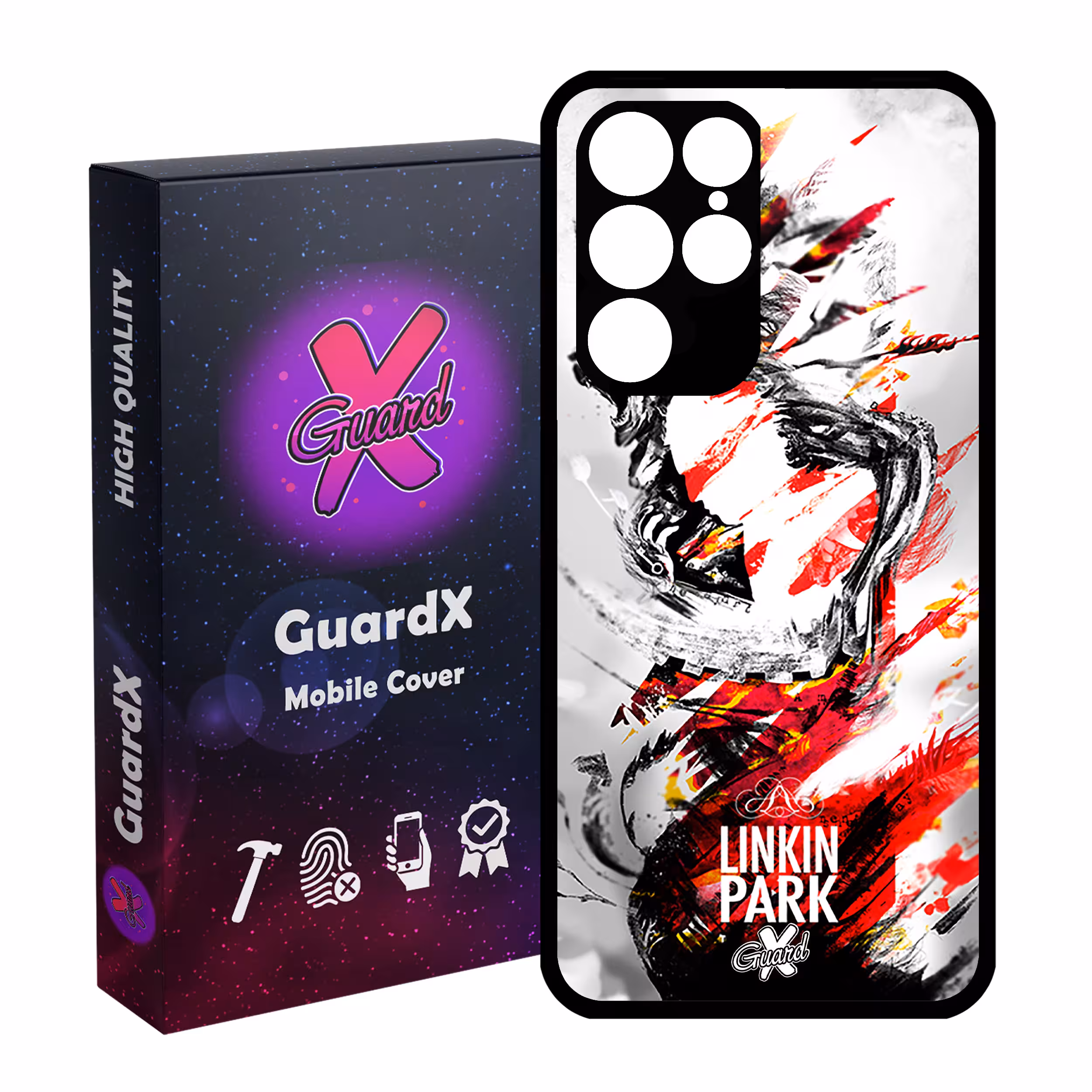 کاور گارد ایکس طرح Linkin Park مدل Glass10082 مناسب برای گوشی موبایل سامسونگ Galaxy S22 Ultra