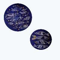 بشقاب دیوارکوب سفالی طرح ماهی مجموعه 2عددی